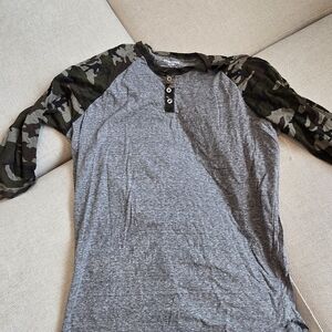 Bluenotes Camouflage and Gray Henley Shirt